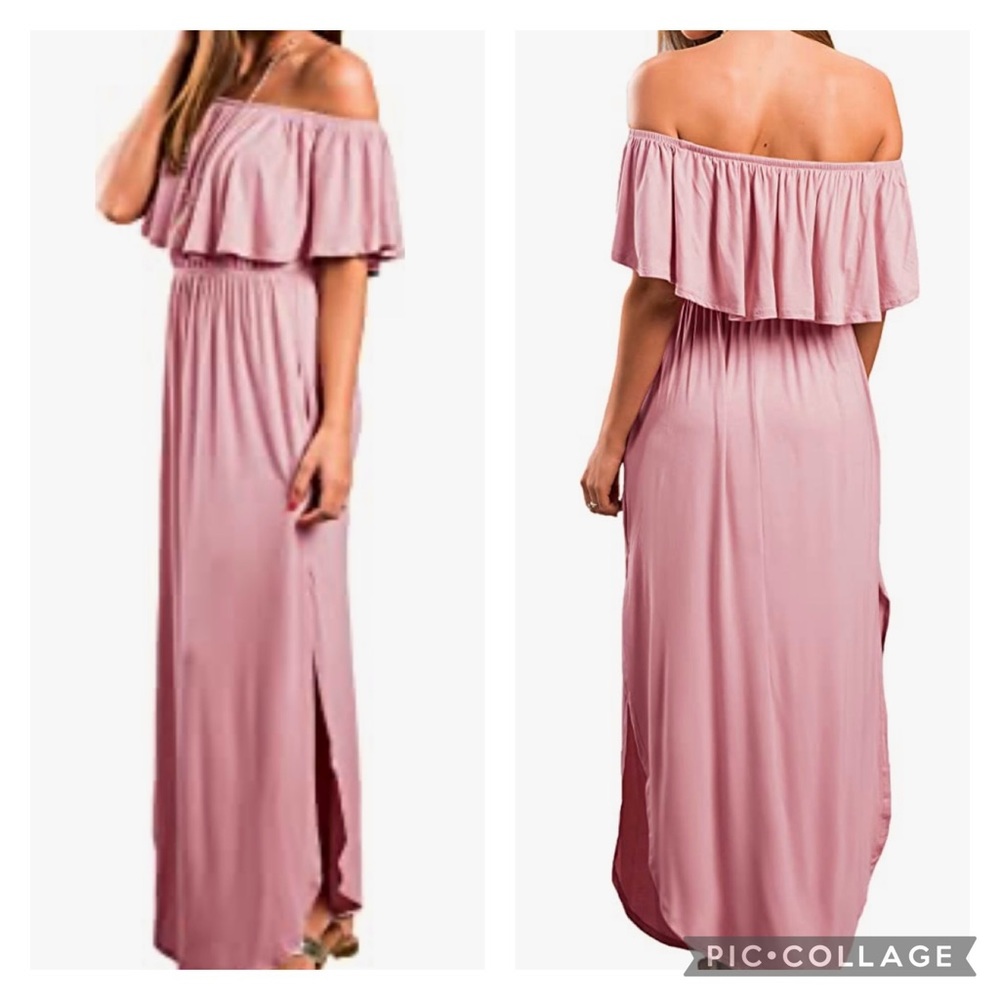 Sweet Lovely Pink Off Shoulder Knit Maxi Dress 3XL